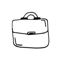 Briefcase icon in doodle sketch lines. Office business equipment travel journey meeting vector