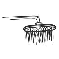 ducha cabeza con agua gotas mano dibujado contorno garabatear icono. baño, sanitario, limpio, grifo, casa concepto. vector bosquejo ilustración para imprimir, web, móvil y infografia en blanco antecedentes.