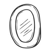 Cute oval frame template. Doodle mirror. vector