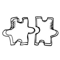 Puzzle hand drawn outline doodle icon. Piece of puzzle vector sketch illustration for print, web, mobile and infographics isolated on white background.