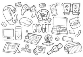 Gadgets Computer Tools Traditional Doodle Icons Sketch Hand Made Design Vector. vector