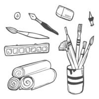 Art and craft hand drawn vector symbols and objects