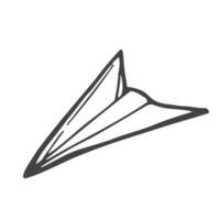 Simple paper plane doodle style - isolated vector illustration