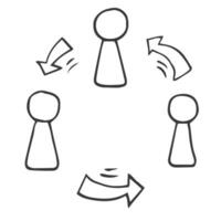 People connection, social network, link, teamwork. Hand drawn icon doodle sketch vector illustration