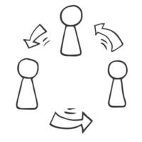 People connection, social network, link, teamwork. Hand drawn icon doodle sketch vector illustration