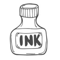 Cartoon ink bottle in doodle style vector