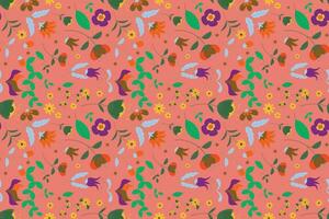 Abstract flat hand draw floral pattern background. Vector. vector