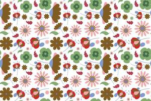 Abstract flat hand draw floral pattern background. Vector. vector