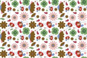 Abstract flat hand draw floral pattern background. Vector. vector