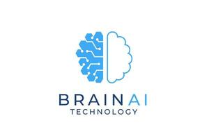 brain logo suitable for technology logo design. brain tech vector logo template. Artificial intelligence logo