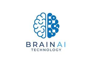 brain logo suitable for technology logo design. brain tech vector logo template. Artificial intelligence logo