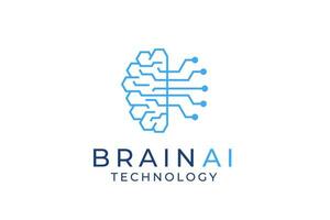 brain logo suitable for technology logo design. brain tech vector logo template. Artificial intelligence logo
