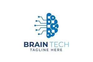 brain logo suitable for technology logo design. brain tech vector logo template. Artificial intelligence logo