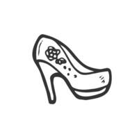 Vector Sketch Illustration - Women High Heel Shoes. Side View