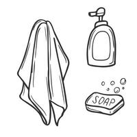 Set of hand drawn bath and soap in vector