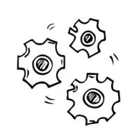 Doodle style gears, cogs, or settings icon. Business and teamwork concept vector