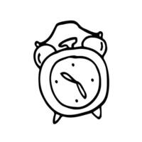 Doodle style retro alarm clock illustration in vector format suitable for web, print, or advertising use.