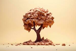 Abstract low poly tree, selective focus, Generative AI illustration photo