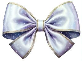 Watercolor ultra realistic Christmas glitter bow on white background AI Generative photo