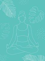 Illustration of a woman in a yoga pose. Asana. Line art in sketch style isolate on white background vector