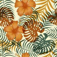 Floral seamless pattern with leaves. tropical background vector