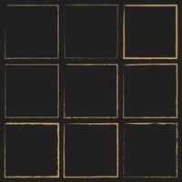 Grunge square and rectangle frames. Ink empty black boxes set. Rectangle borders collections. Rubber square stamp imprint. Vector illustration isolated on white background.