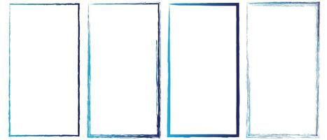 Grunge square and rectangle frames. Ink empty black boxes set. Rectangle borders collections. Rubber square stamp imprint. Vector illustration isolated on white background.
