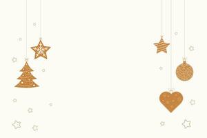 Banner with christmas toys in the form of gingerbread on a white background. For greetings, cards, backgrounds. Doodle, vector. vector