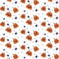 Pattern for Halloween with orange spooky pumpkin vector