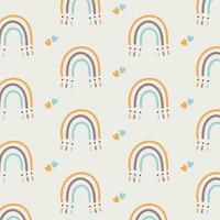 Cute nursery pattern with rainbow and hearts. vector