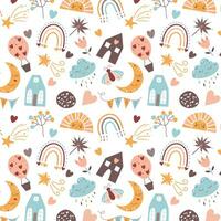 Cute nursery pattern with bohemian elements vector