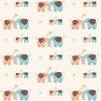 Cute nursery pattern with couple of elephants vector