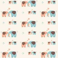 Cute nursery pattern with couple of elephants vector