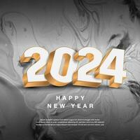 New year 2024 celebrations gold greetings poster. vector