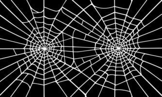 Black background with spider round white webs. vector