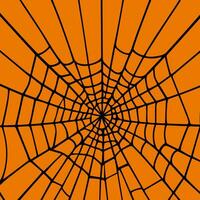 Orange background with spider round web. vector