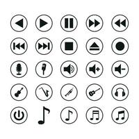 Media player collection, video player icon set vector. vector