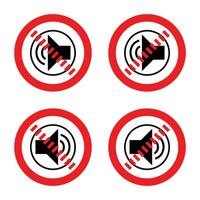 Stop volume, no loud sign, do not make noise prohibition, do not allow sound, forbidden sound sign vector. vector