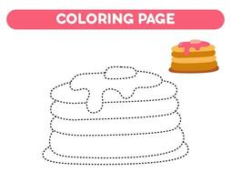 Coloring page. Trace and color cake. Worksheets for kids vector