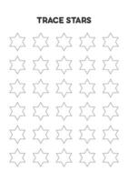 Trace stars. Worksheets for kids. Preschool education. vector