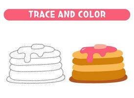 Trace and color cake. Worksheet for kids vector
