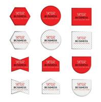 Red and checkered badges with different shapes banner art vector  illustration for promotion