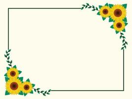 Sunflower Border Frame Flat Design Vector Illustration.