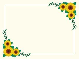 Sunflower Border Frame Flat Design Vector Illustration.