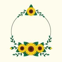 Circular Sunflower Border Frame Vector Illustration Design.