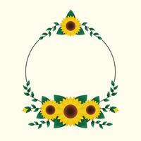 Circular Sunflower Border Frame Vector Illustration Design.