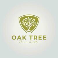 simple oak tree vector logo emblem, illustration of an oak tree design in a triangle badge