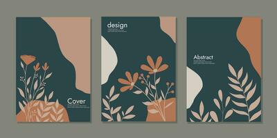 set of mock up book cover designs with hand drawn floral decorations. beautiful botanical background .size A4 For notebook,book, planner, brochure,  catalog vector