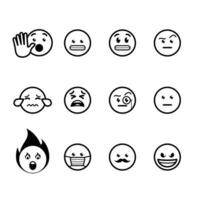 emoticon icon set over white background, line style, vector illustration