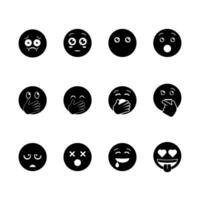 emoticon icon set over white background, silhouette style, vector illustration